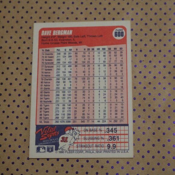 Dave Bergman #600 Baseball Card - Picture 2 of 2